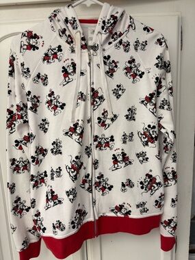 Disney White Hoodie with Black and Red Mickey Print